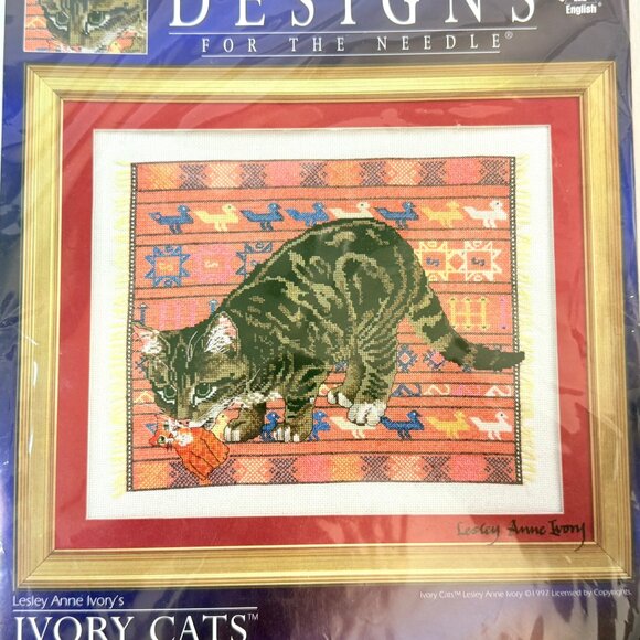 Ivory Cats Counted Cross Stitch Kit -Designs for the Needle - NWT - Picture 2 of 6